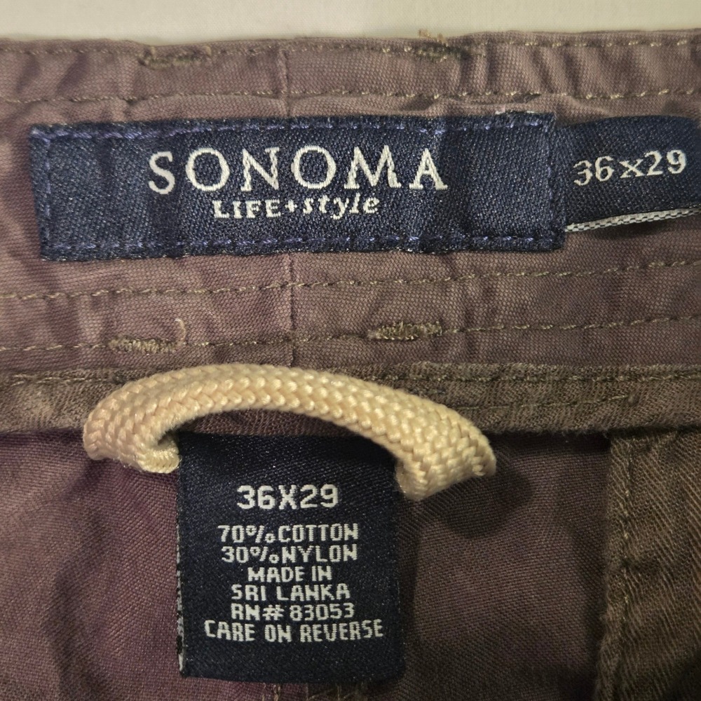 Sonoma Men's Convertible Zip Off Cargo Pants Size 36x29 Taupe Brown Cotton Nylon - Picture 3 of 11